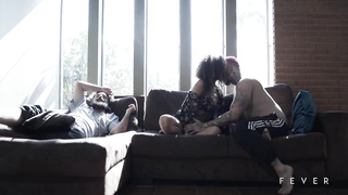 Flirty female is fellating salami and getting ravaged from the back, at the same time