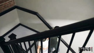 Adorable teenager dark haired and a naughty man who isn't her beau are drilling like 2 horny brutes