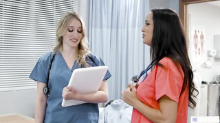 2 supah molten nurses are making enjoy while at work, expecting that no one would observe them