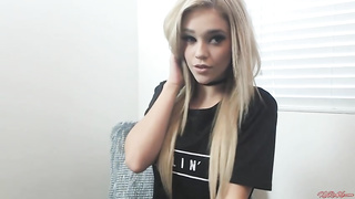 Torrid, platinum-blonde PHAT ASS WHITE GIRL with hard cupcakes and pierced nips got nude and began wanking like kinky