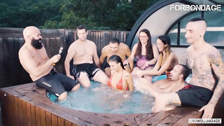 Sexy dark haired is getting her daily dosage of pulverize from many fellows in a row
