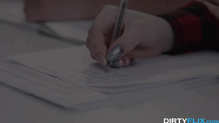 Nerdy, platinum-blonde gf, Amalia Davis is getting her daily portion of screw, instead of investigating rigid