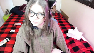 Blue- saw chick is deep throating a enormous, faux pecker and pummeling her cock-squeezing cootchie with it