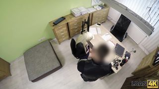 Towheaded pleads for a loan, demonstrates her bosoms