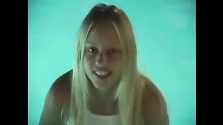 lovely small light-haired finger-tickling her arse in public
