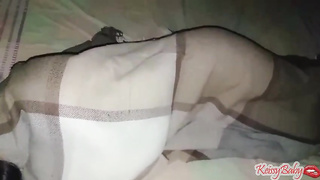 Brown-Haired with bald twat is cuckold on her accomplice in the middle of the night