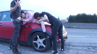 RISKY PUBLIC HUMP!!!! THREE-WAY IN THE STREET AND INWARDS THE IKEA