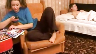 Insane ponytailed honey faced her step- mother's sonny and determined to shag him just for joy