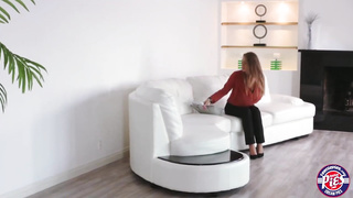 Scarcely suntanned towheaded stunner with blue eyes, Jill got her clean-shaven puss plunged with a rock-hard sausage