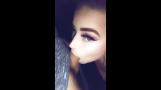 Hefty breasted teenie is anxiously deepthroating a humungous hard-on while touching another one at the same time