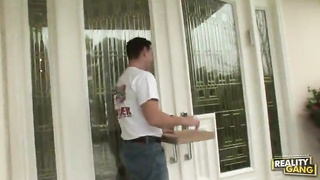 Phat breasted housewife ordered a spicy pizza and got exactly what she had in mind