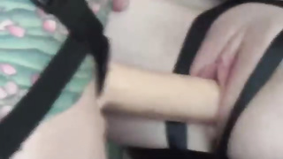 Petite breasted lesbo and her gf are using a string- on to make each other groan