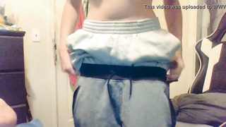 First-Ever urinate flick (in sweatpants)