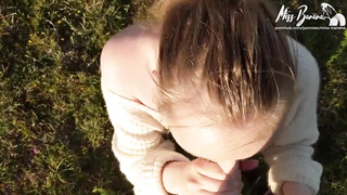 THROATING PECKER IN NATURE AND A DEER SPOTTED US! - MISS BANANA