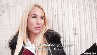 Awesome blond with a fabulous sneer is about to have bang-out with a stranger, until she shoots a load