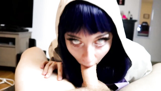 Amadani is deep throating one of the thickest spears she has ever seen, while getting on all fours on the floor