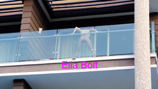 She Caught me when I Spy her railing  a Meaty Fake Penis and Unloading in Balcony ELLA BOLT