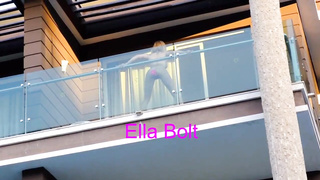 She Caught me when I Spy her railing  a Meaty Fake Penis and Unloading in Balcony ELLA BOLT