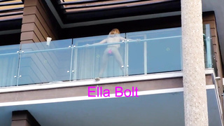 She Caught me when I Spy her railing  a Meaty Fake Penis and Unloading in Balcony ELLA BOLT