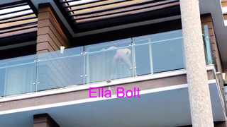 She Caught me when I Spy her railing  a Meaty Fake Penis and Unloading in Balcony ELLA BOLT