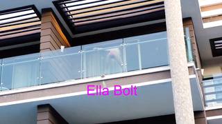 She Caught me when I Spy her railing  a Meaty Fake Penis and Unloading in Balcony ELLA BOLT