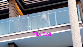 She Caught me when I Spy her railing  a Meaty Fake Penis and Unloading in Balcony ELLA BOLT