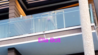She Caught me when I Spy her railing  a Meaty Fake Penis and Unloading in Balcony ELLA BOLT