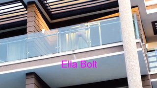 She Caught me when I Spy her railing  a Meaty Fake Penis and Unloading in Balcony ELLA BOLT