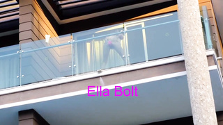 She Caught me when I Spy her railing  a Meaty Fake Penis and Unloading in Balcony ELLA BOLT