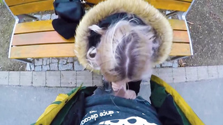 Super-Cute, blond nubile is providing an unbelievable fellatio to a kinky stranger, in a local park