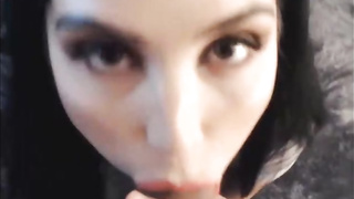 Dark haired pecker dicksucker is providing a deep, voluptuous suck off to her neighbor, just for joy