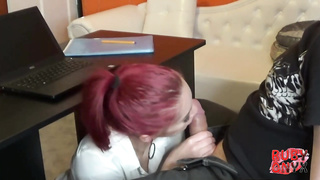 Ruby is an expert, crimson haired assistant who enjoys to fellate her chief's salami while at work