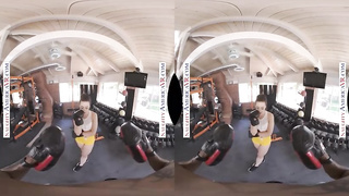 Whitney Wright is getting pulverized in a POINT OF VIEW fashion during a VR sesh, in her living guest room