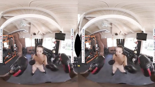 Whitney Wright is getting pulverized in a POINT OF VIEW fashion during a VR sesh, in her living guest room