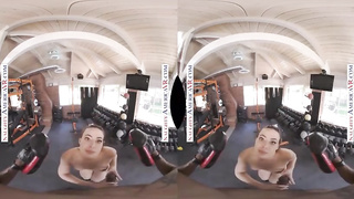 Whitney Wright is getting pulverized in a POINT OF VIEW fashion during a VR sesh, in her living guest room