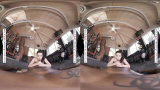 Whitney Wright is getting pulverized in a POINT OF VIEW fashion during a VR sesh, in her living guest room