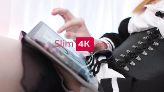 Cute dame is squealing while getting plowed from the back, because she is liking it a plenty of