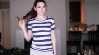 Lovely lady is toying with her inborn boobs in front of the camera and loving it