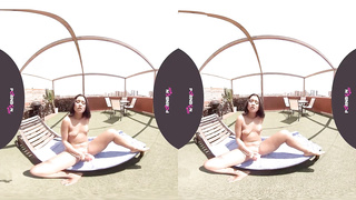 PORNBCN VR 4K - A youthful girl fapping outside her terrace until she splatters. Jade presley - Virtual Reality spycam 180