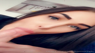 Marvelous chick is delicately deep throating a rock rock-hard prick in front of the camera, just for joy