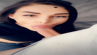 Marvelous chick is delicately deep throating a rock rock-hard prick in front of the camera, just for joy