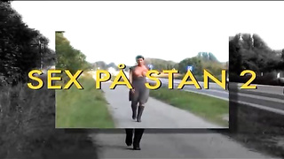 Brief haired, Swedish dark haired, Anna is having orgy in a public place, with a random dude