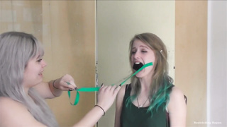 2 nubile gals attempt gags