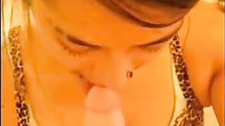 Promiscuous dark haired is flashing her penis deepthroating routine on live webcam, while pleasuring a random stranger