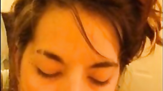 Promiscuous dark haired is flashing her penis deepthroating routine on live webcam, while pleasuring a random stranger