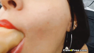 Curvy Latina Wild Dildo Sucking