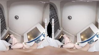 Yankee blond, Skye Blue is tearing up a wild dude in a POINT OF VIEW fashion, during a VR sesh