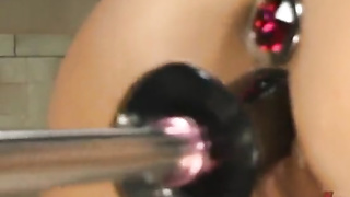 Pointy Mega-Slut Plays with a Poking Machine