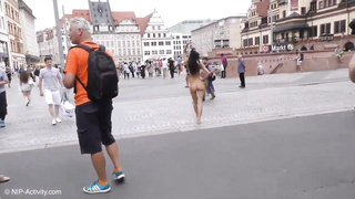 Dark Haired Stunner Kira Naked In Public