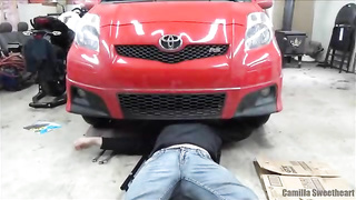 Black-Haired with humungous hooters is dressed in a mask while plowing a stud who isn't her counterpart